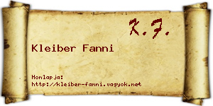 Kleiber Fanni névjegykártya